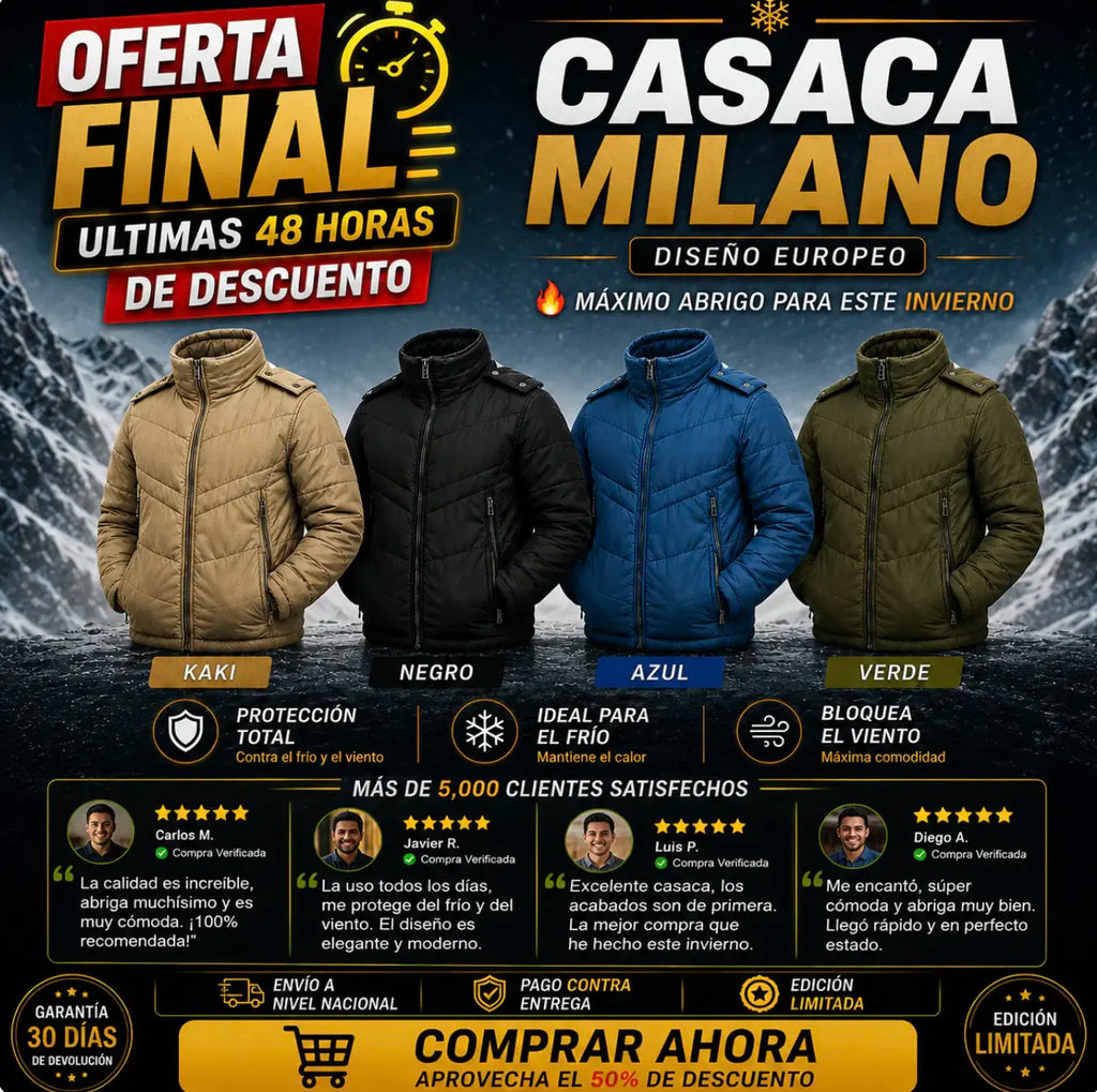 Casaca Milano - Abrígate con estilo y diseño europeo